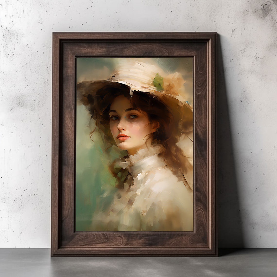 Dreamy Victorian Woman In Wide Brim Hat Impressionist Poster - Image 2