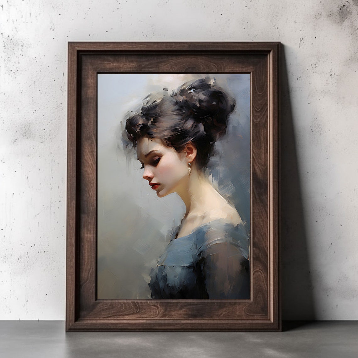 Moody Portrait Oil Painting Of A Woman Vintage French Wall Art Victorian Aesthetic Art Vintage Art Print Dark Academia - Image 2