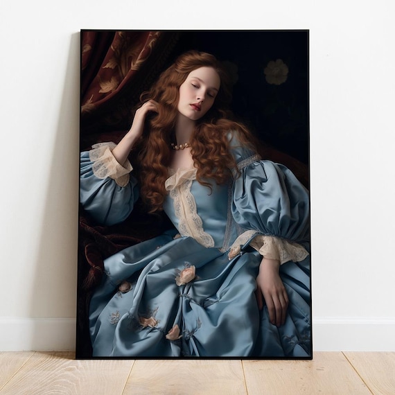 Vintage Lady Painting Moody Woman Portait Femail Oil Painting Victorian Aesthetic Art Dark Academia