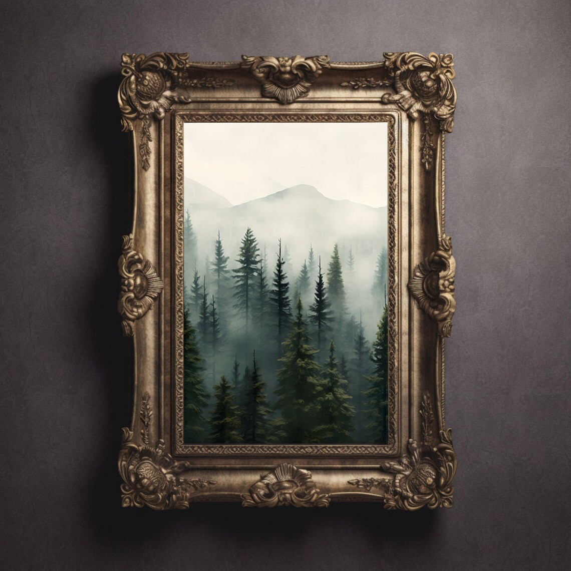 Foggy Forest Art Print, Misty Mountain Landscape - Image 2