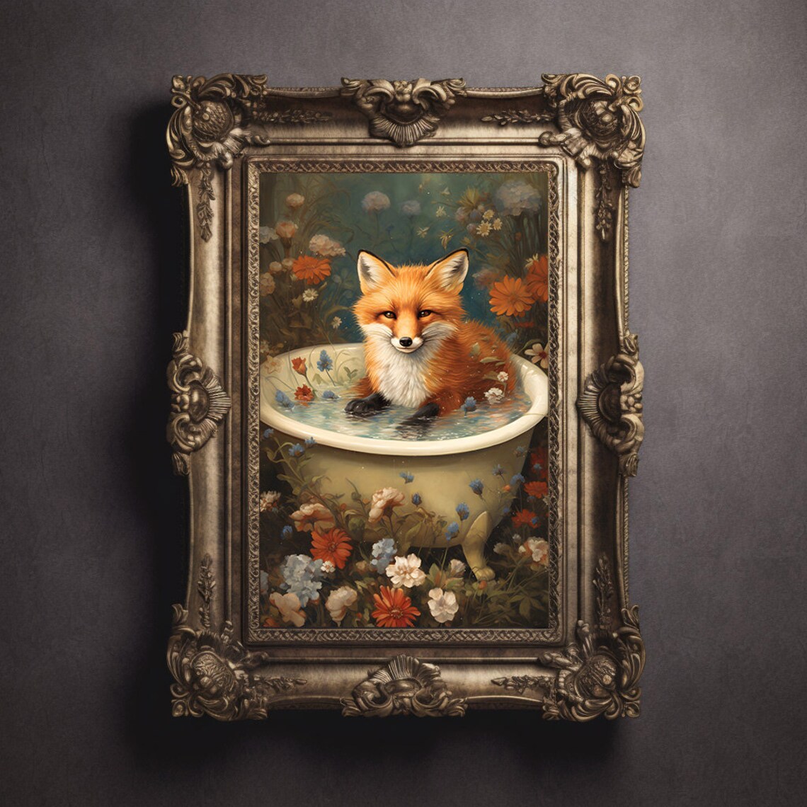 Fox In Tub Animal Print, Bathroom Wall Art - Image 3