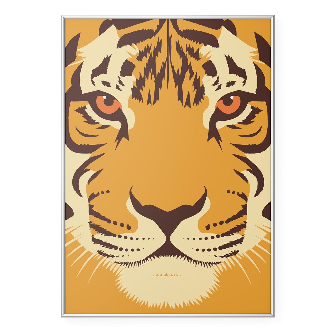 Intense Tiger Face Close-Up Bold Orange Graphic Wildlife Poster