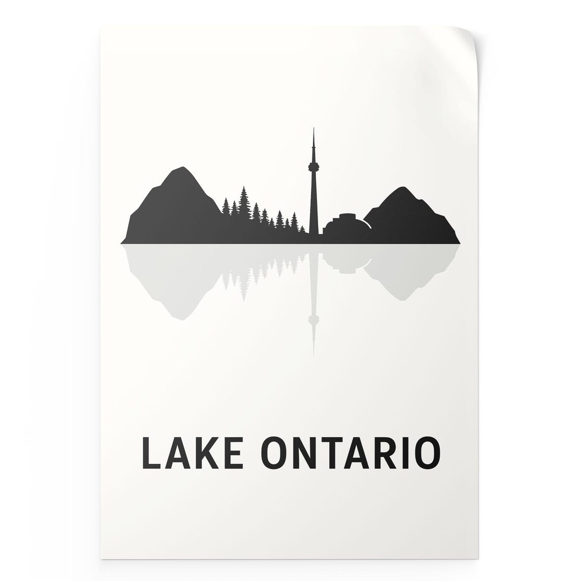 Lake Ontario Toronto CN Tower Skyline Silhouette Poster Canada