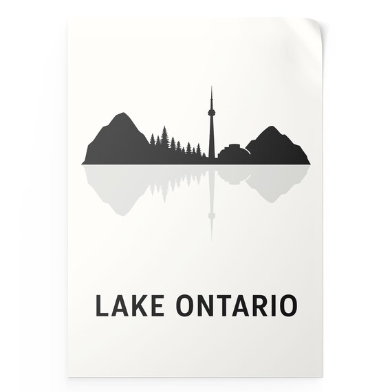 Lake Ontario Toronto CN Tower Skyline Silhouette Poster Canada