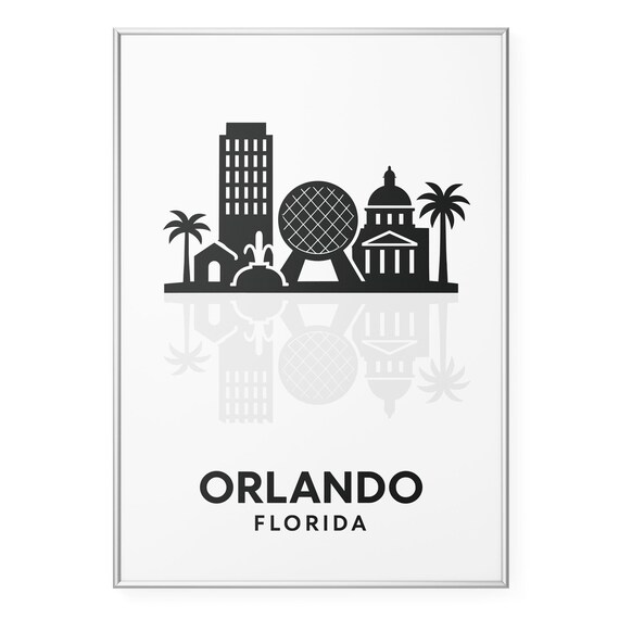 Orlando Florida Skyline With Geodesic Dome Silhouette Poster