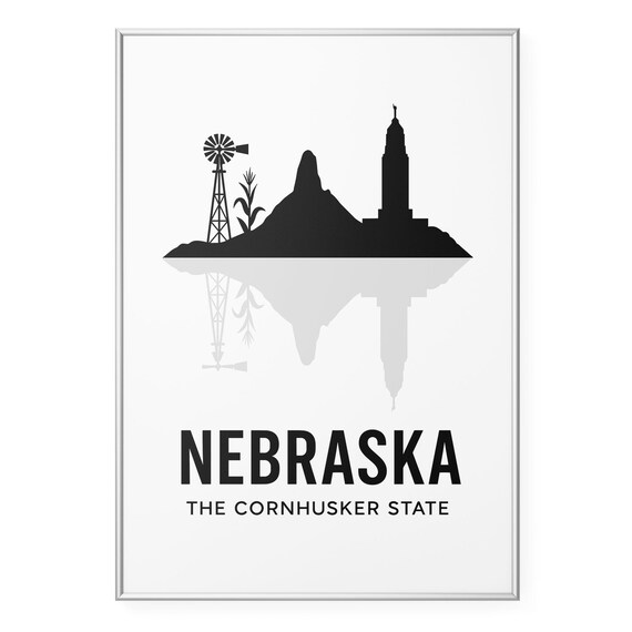 Nebraska Cornhusker State Windmill Corn Silhouette Minimalist Poster