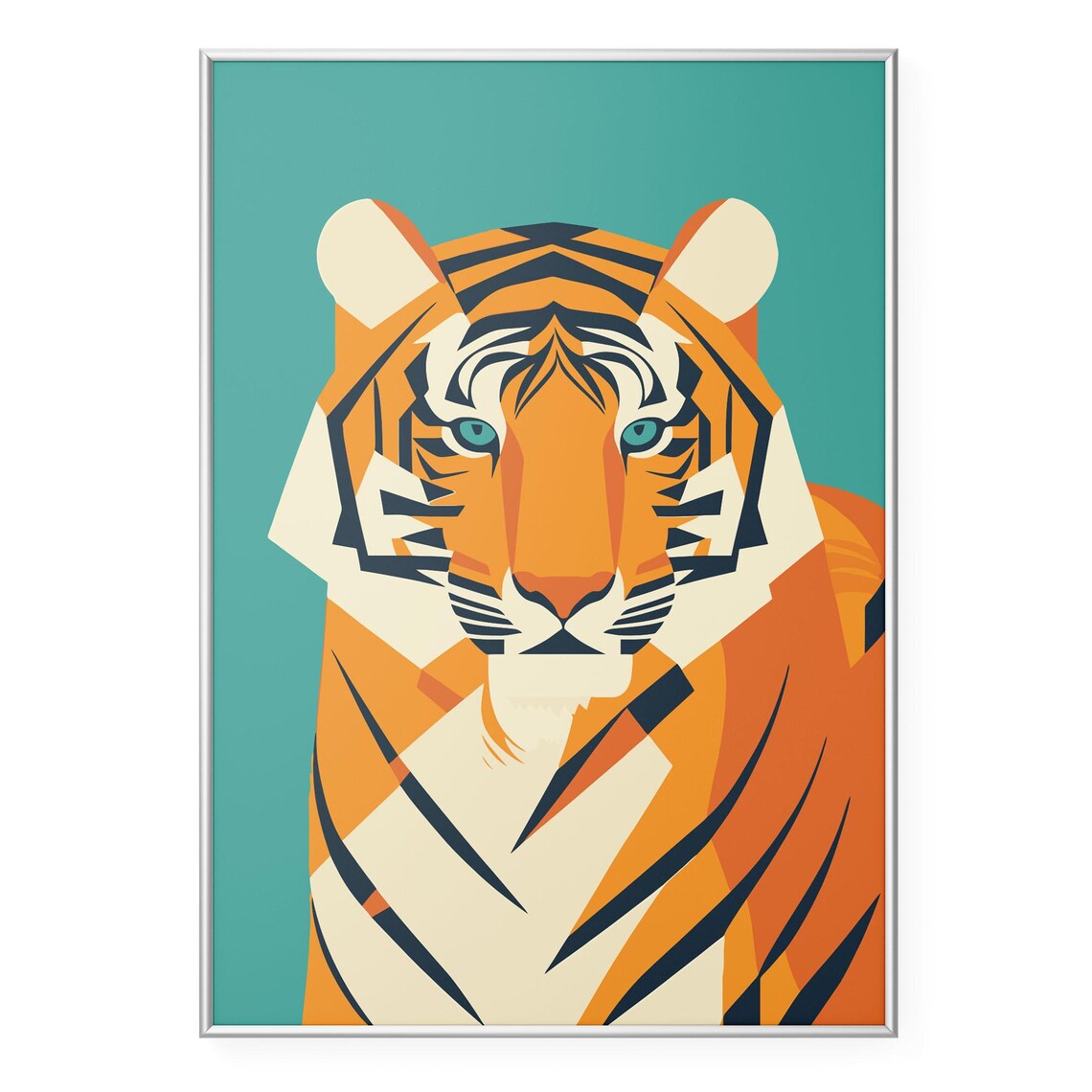 Abstract Tiger Art Print, Modern Geometric Wildlife