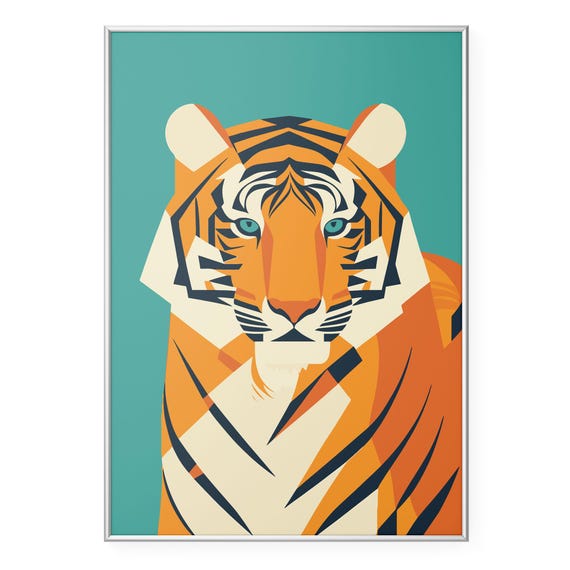 Abstract Tiger Art Print, Modern Geometric Wildlife