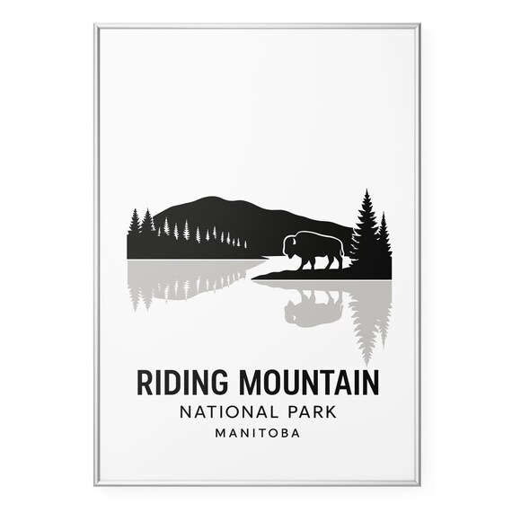 Riding Mountain National Park Manitoba Bison Silhouette Poster