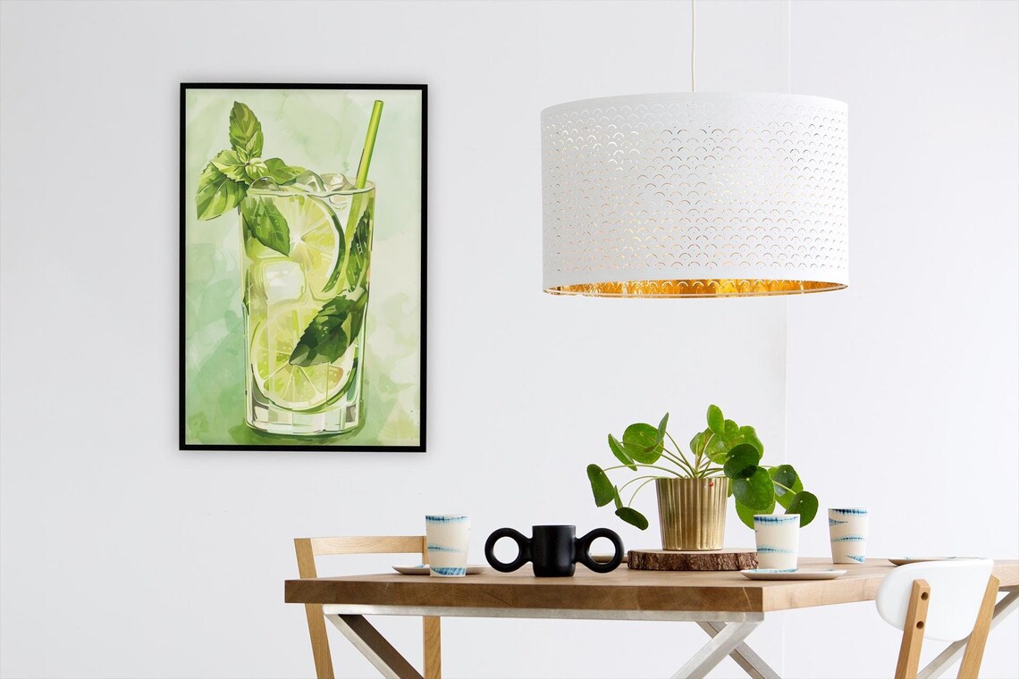 Mojito Fresh Cocktail Illustration, Kitchen Decor