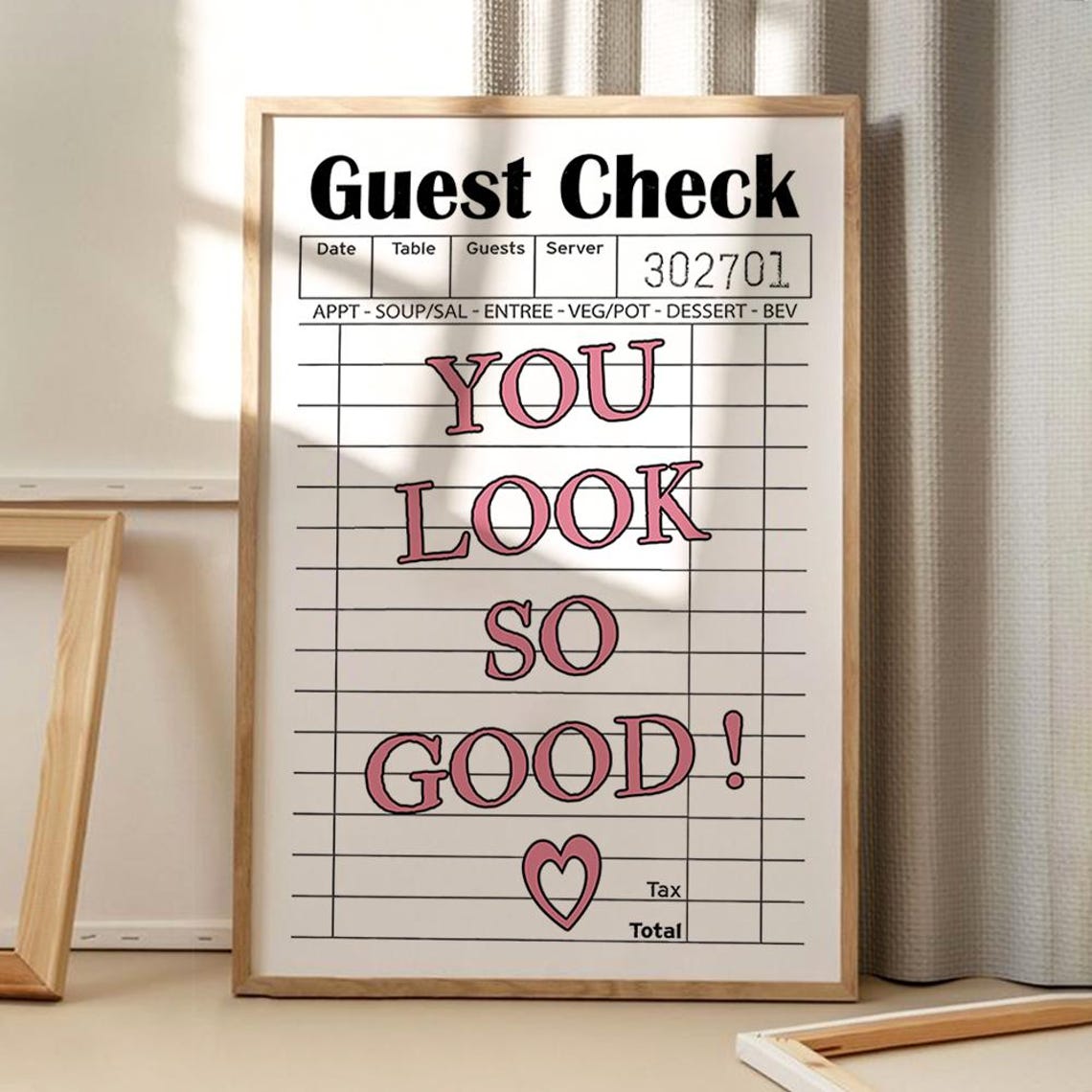 You Look So Good Guest Check Retro Restaurant Receipt Wall Poster