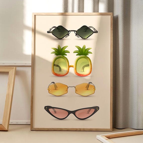 Fashion Sunglasses Art Poster Trendy Wall Apartment Decor Retro Home Print Printed Gift