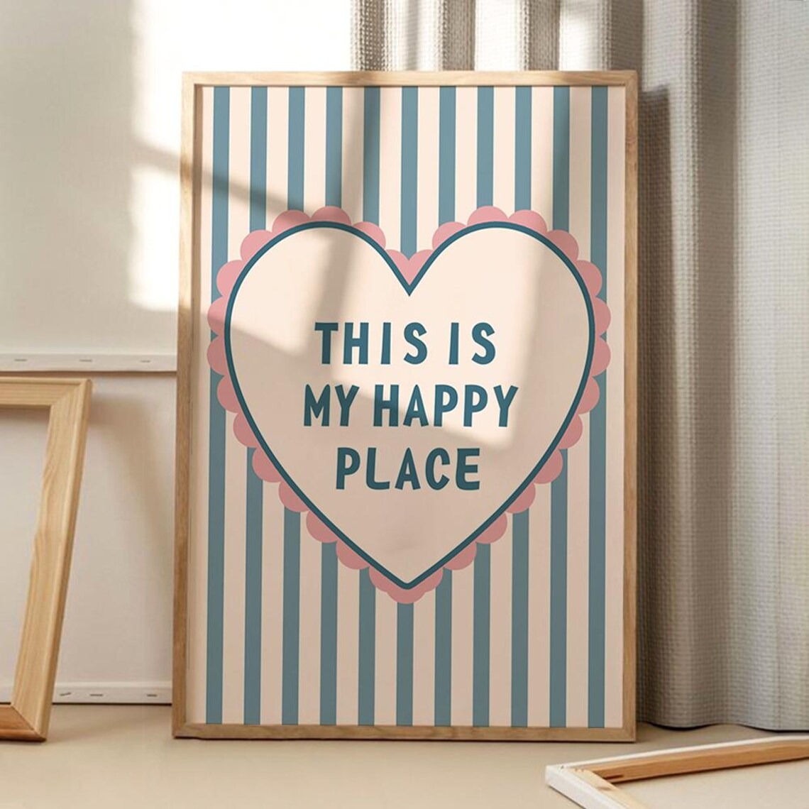 This Is My Happy Place Retro Love Heart Poster