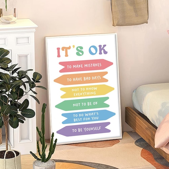 It's OK Rainbow Affirmations Colorful Arrow Kids Classroom Poster