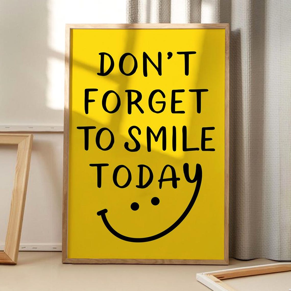 Don't Forget To Smile Today Yellow Big Happy Face Cheerful Poster