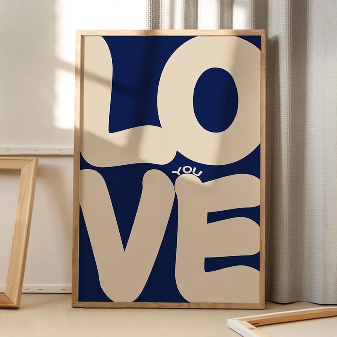 Love You Quote Poster, Retro Apartment Decor