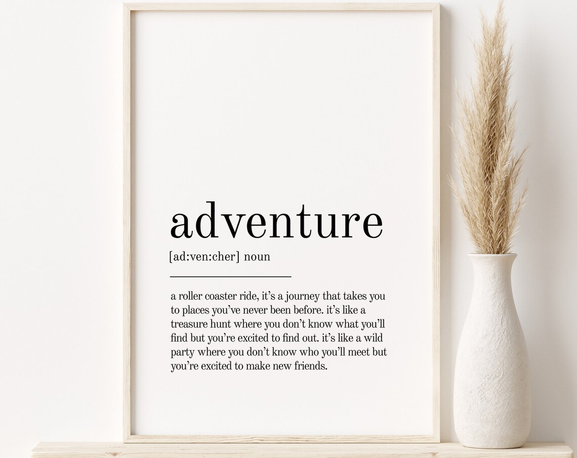 Adventure Definition Quote Print, Office Wall Decor