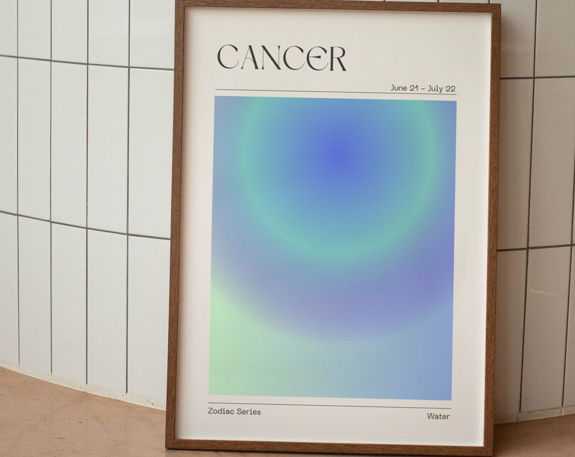 Cancer Zodiac Aura Gradient Astrology Art Poster
