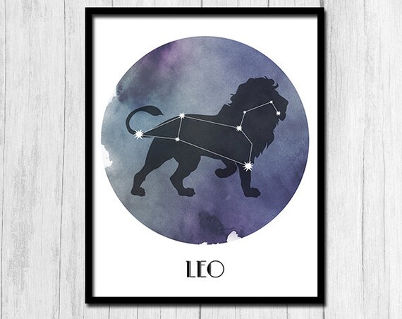 Horoscope Art August Birthday July Gift For Friend Leo Zodiac Her
