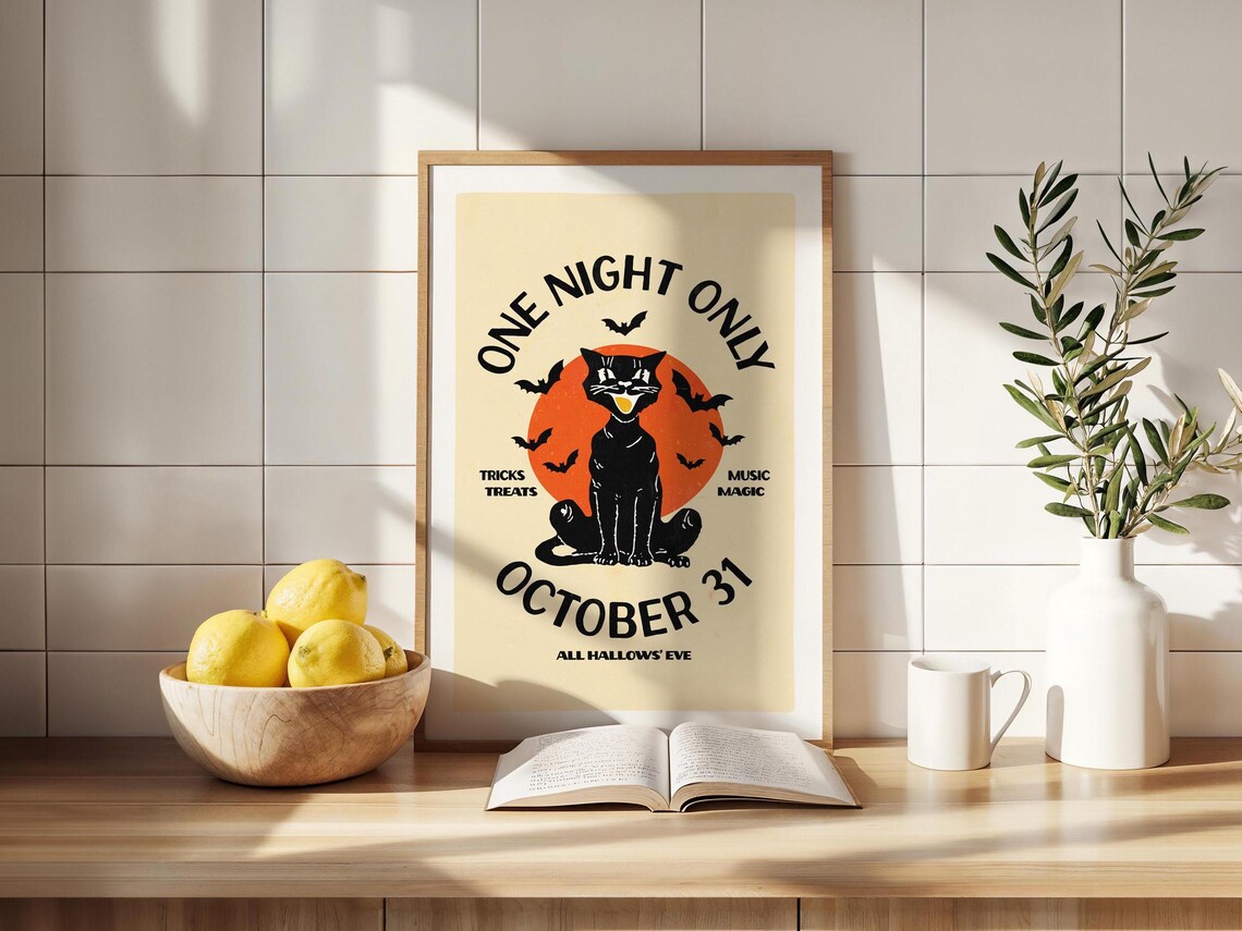 Retro Halloween Art Print, Kitchen Wall Art - Image 2