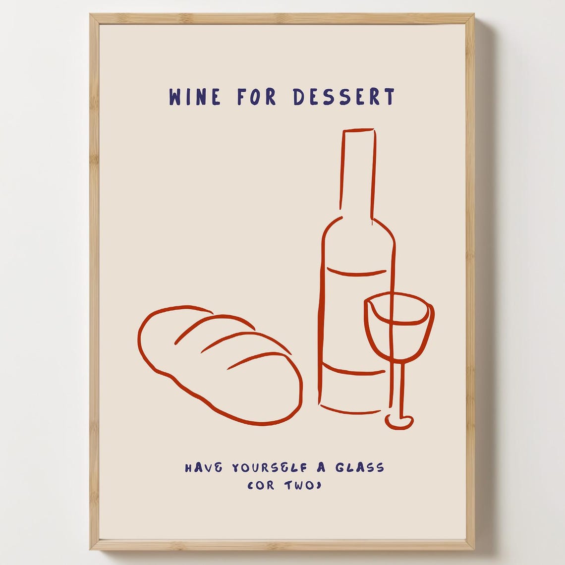 Wine Poster Minimalist Art Kitchen French Bistro Print And Bread Modern Wall Decor