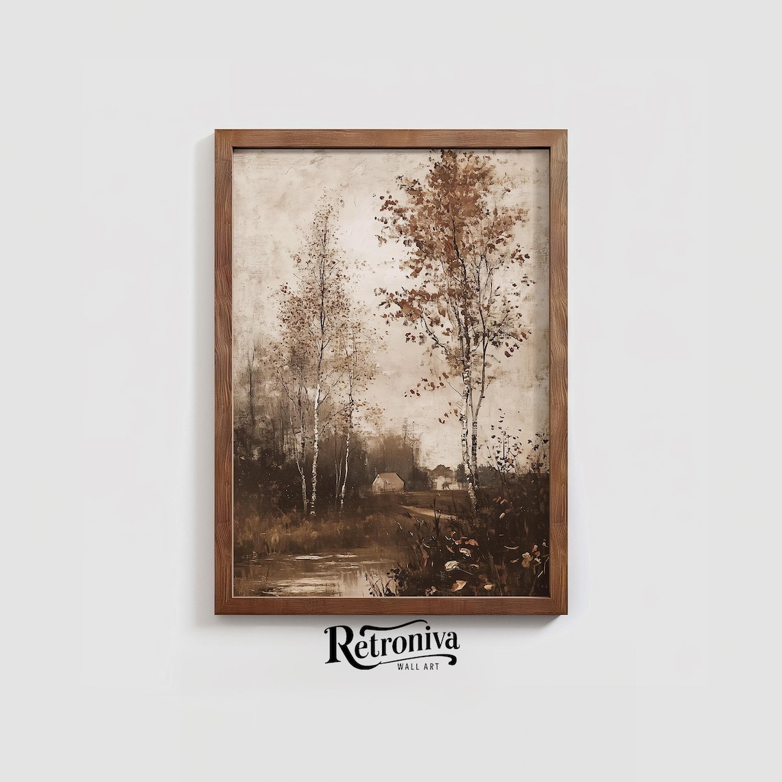 Vintage Moody Fall Stream Landscape Art Print - Image 4