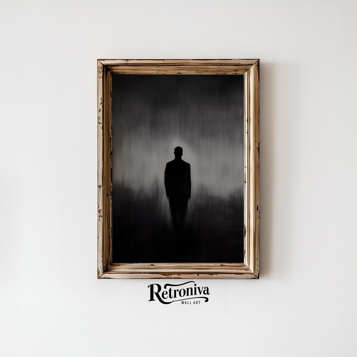 Man Silhouette in Dark Foggy Rainy Night Moody Academia Poster - Image 4