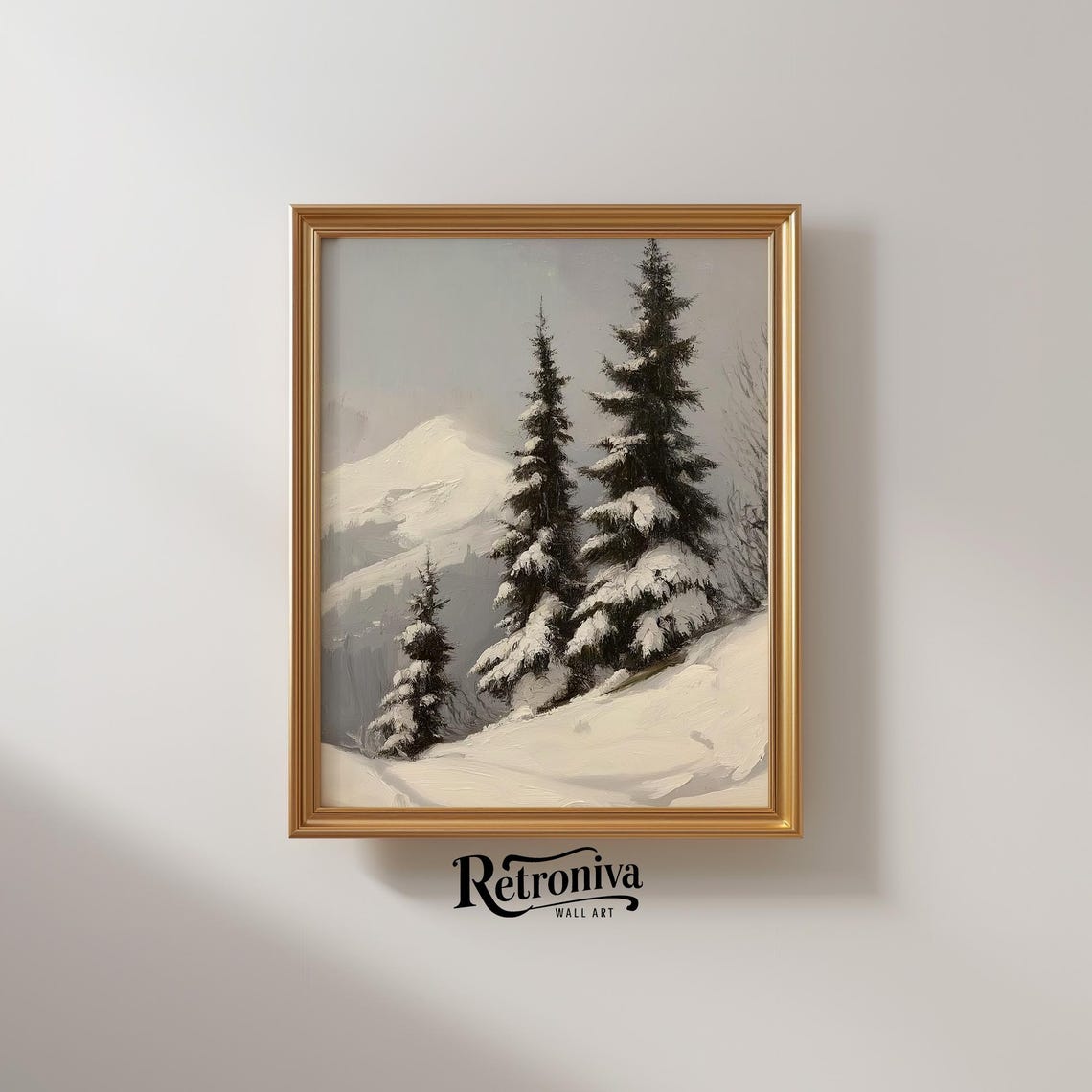 Rustic Winter Mountain With Snow Covered Pines And Distant Peak Poster - Image 2