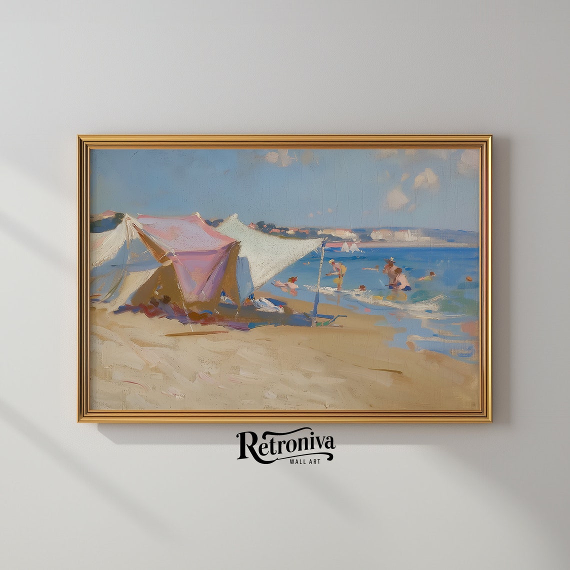Impressionist Summer Beach Day With Bathers And Sail Tent Poster - Image 2