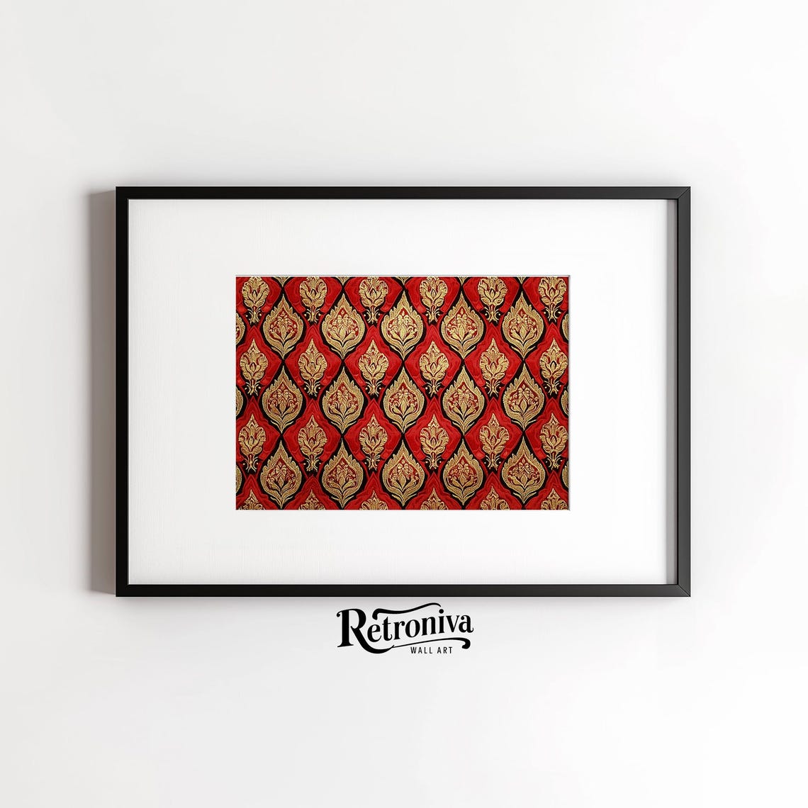 Red Gold Floral Damask Textile Pattern Vintage Victorian Style Poster - Image 4