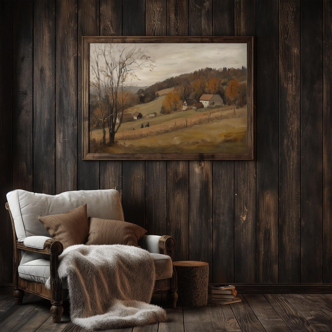 Vintage Country Fall Landscape, Rustic Plateau Art Print - Image 2