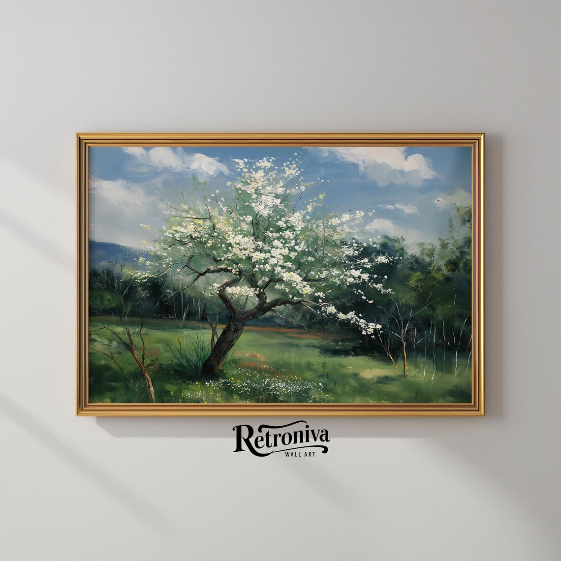 Blossom Tree Spring Landscape Oil Painting Art Print - Image 2