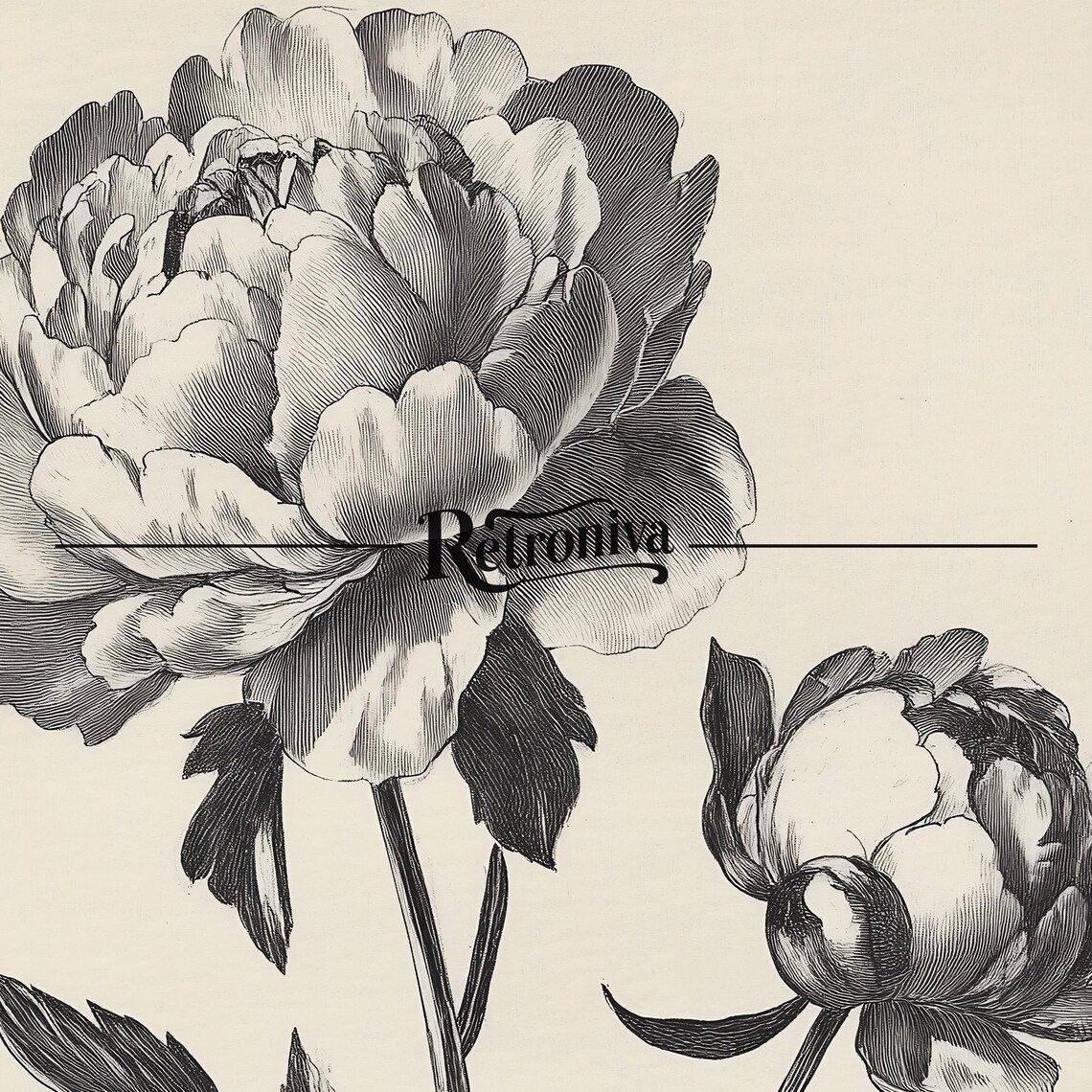 Vintage Peony Sketch Drawing, Botanical Art Print - Image 7
