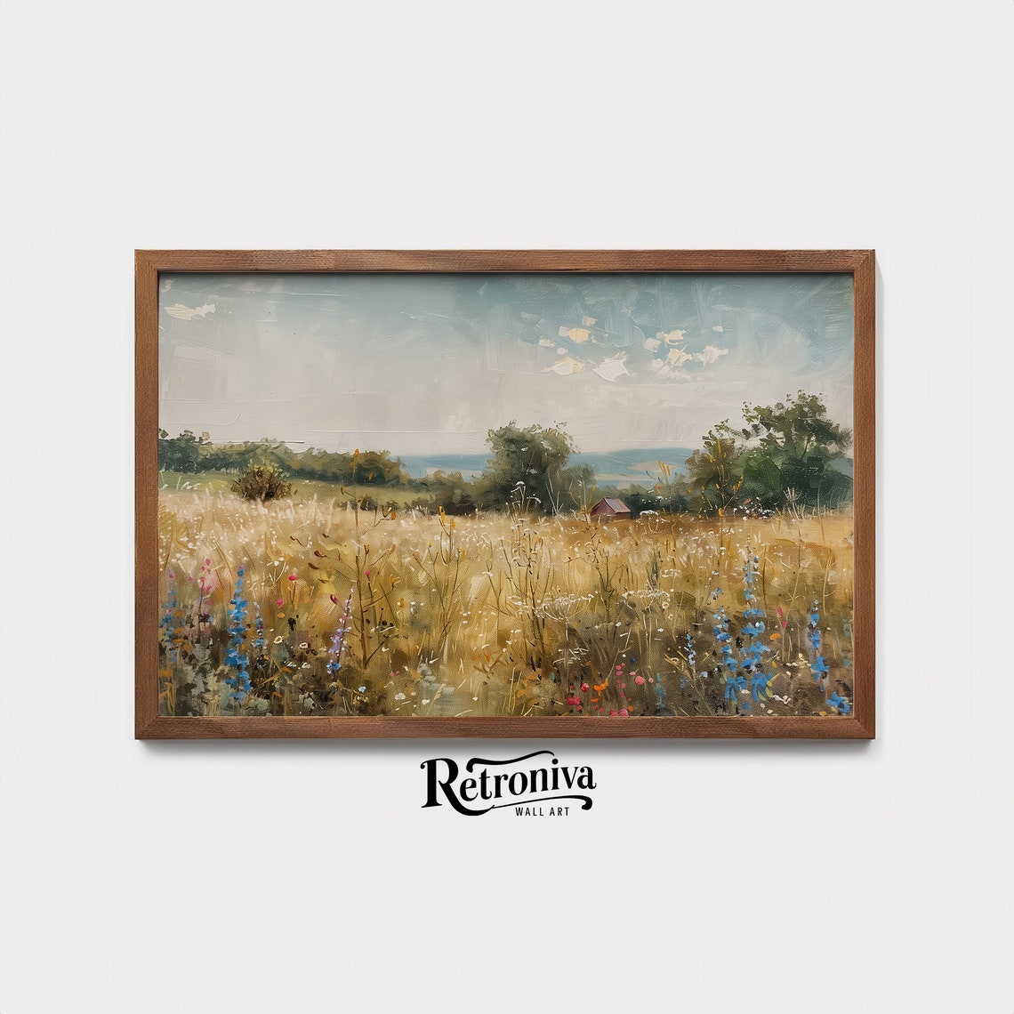 Country Landscape Wildflower Painting Country Field Wall Art Summer Landscape Oil Painting Retroniva Art Sum 004 - Image 4