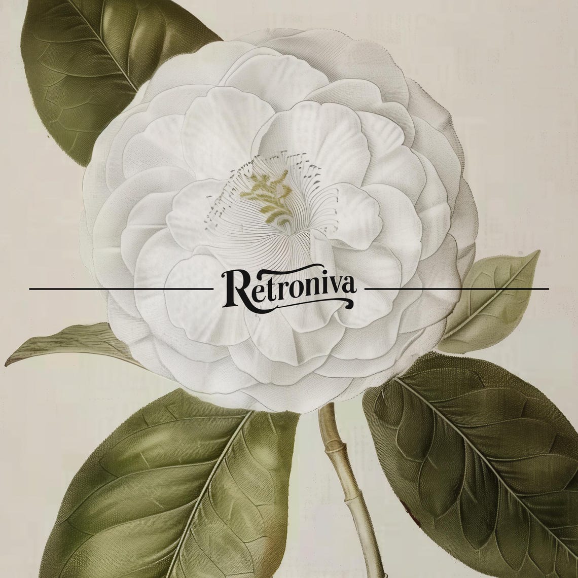 White Camellia Botanical Illustration Antique Flower Art Poster - Image 7