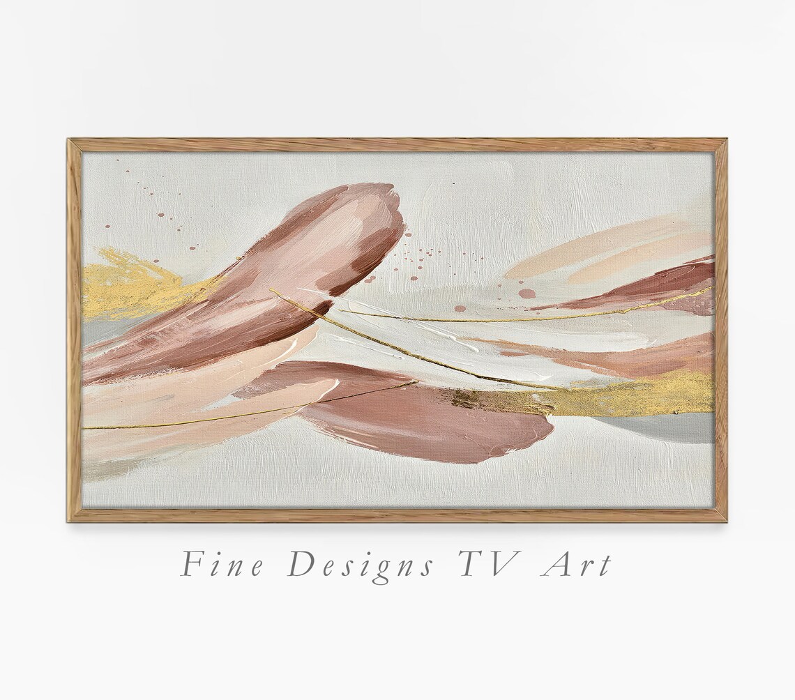 Minimalist Abstract Brushstroke Rose Beige Gold Earthy Art Poster