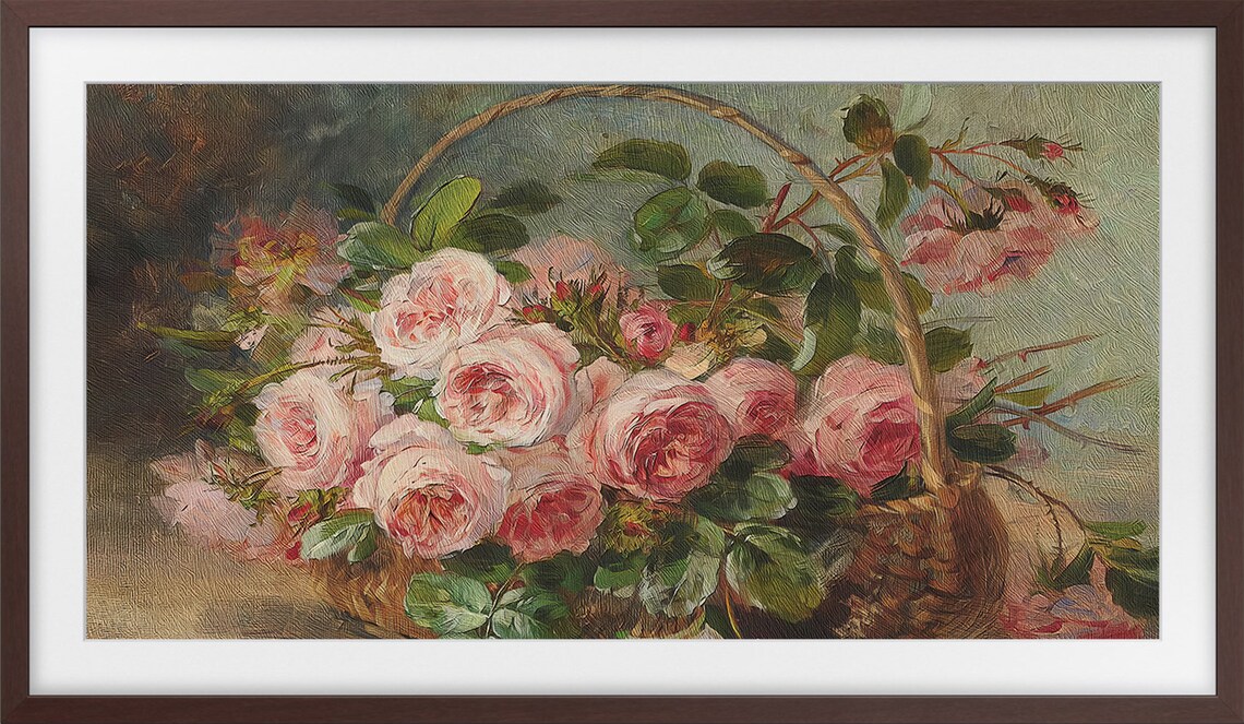 Roses In A Basket, Vintage Style Floral Art Print - Image 3