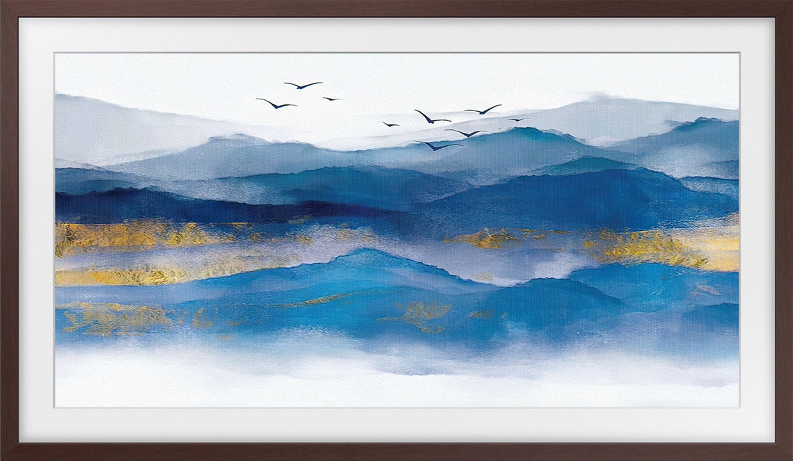 Frame Tv Art Abstract Blue Mountain Layers Landscape Art Modern Home Decor Art Tv - Image 3