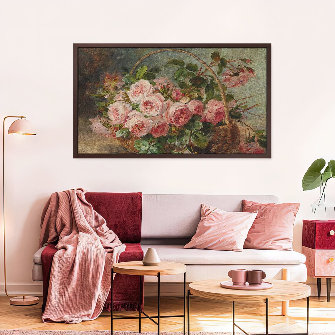 Roses In A Basket, Vintage Style Floral Art Print - Image 4