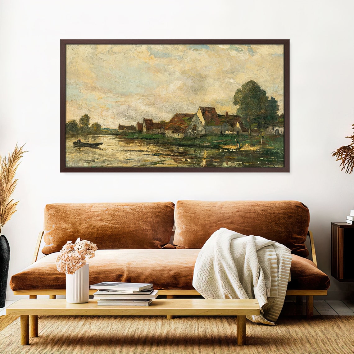Frame Tv Art Evening At The Lake Antique Oil Painting Vintage Landscape Artwork - Image 4