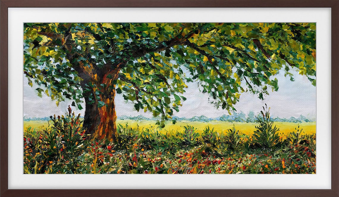 Sunny Summer Meadow Wildflowers White Clouds Blue Sky Landscape Poster - Image 3