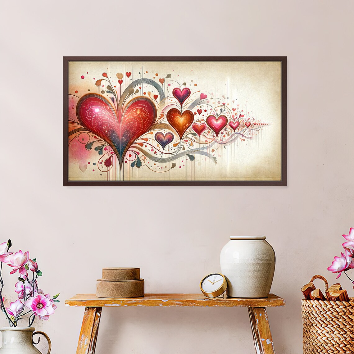 Whimsical Swirling Hearts Romantic Valentine Love Art Wall Poster - Image 4