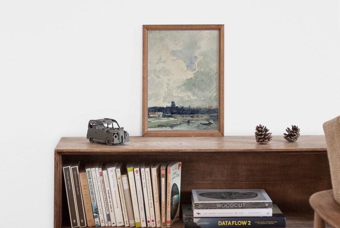 Vintage Moody Landscape Painting Village Art Print Landscape Painting Landscape Print Landscape Art French Country Wall Decor - Image 2