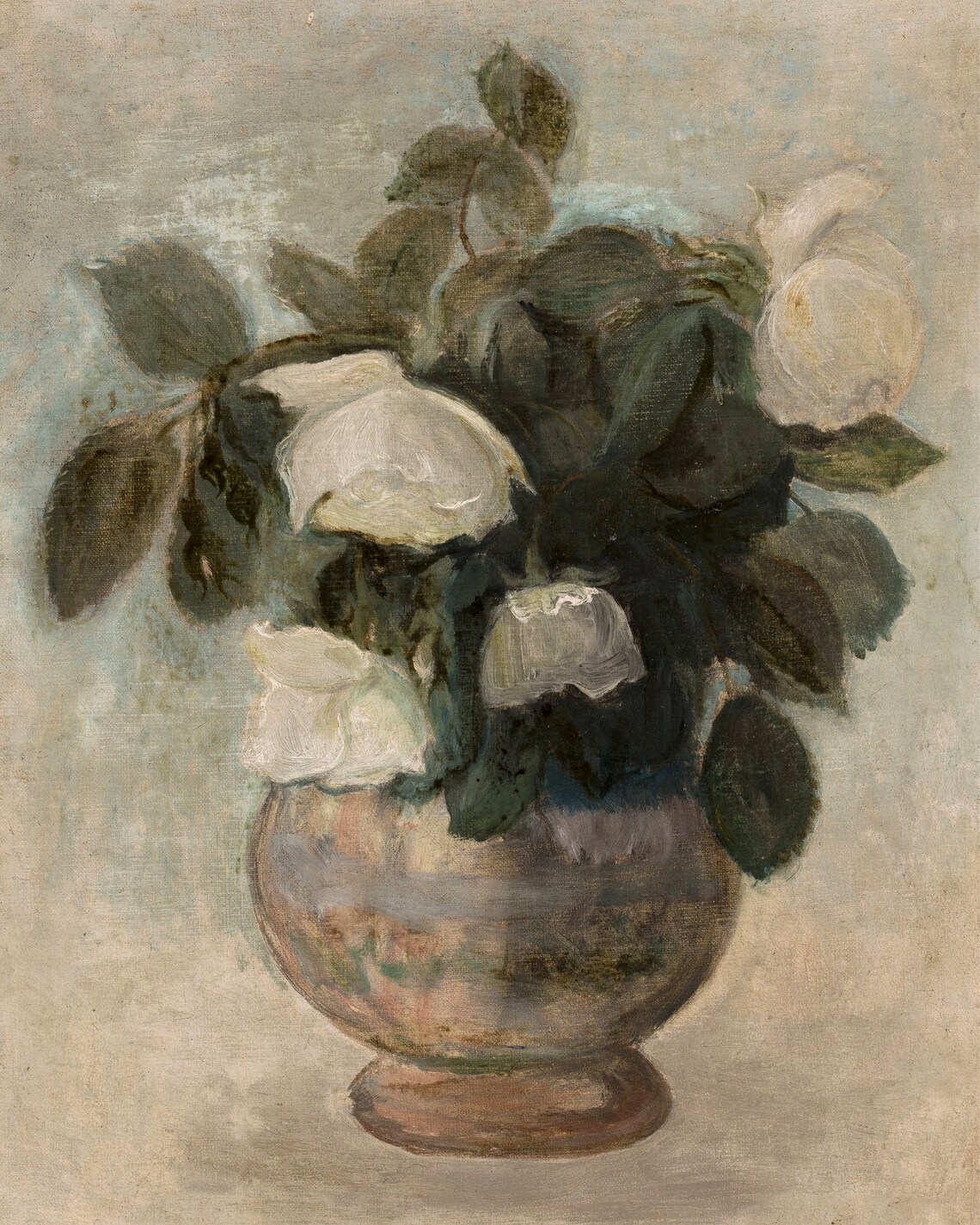 Antique Rose Vintage Floral Oil Painting Art Print - Image 2