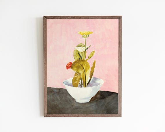 Boho Flower Wall Art Dopamine Decor Abstract Colorful Art Print Eclectic Bold Painting Girls Room Decor Colorful Gallery Wall Art