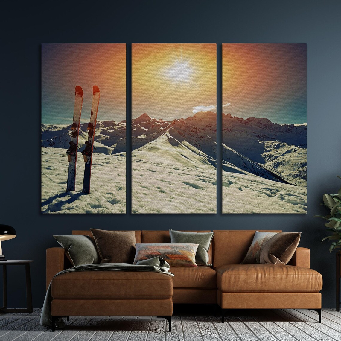 Sunny Winter Mountains Skiing Panoramic Art Print - Image 5