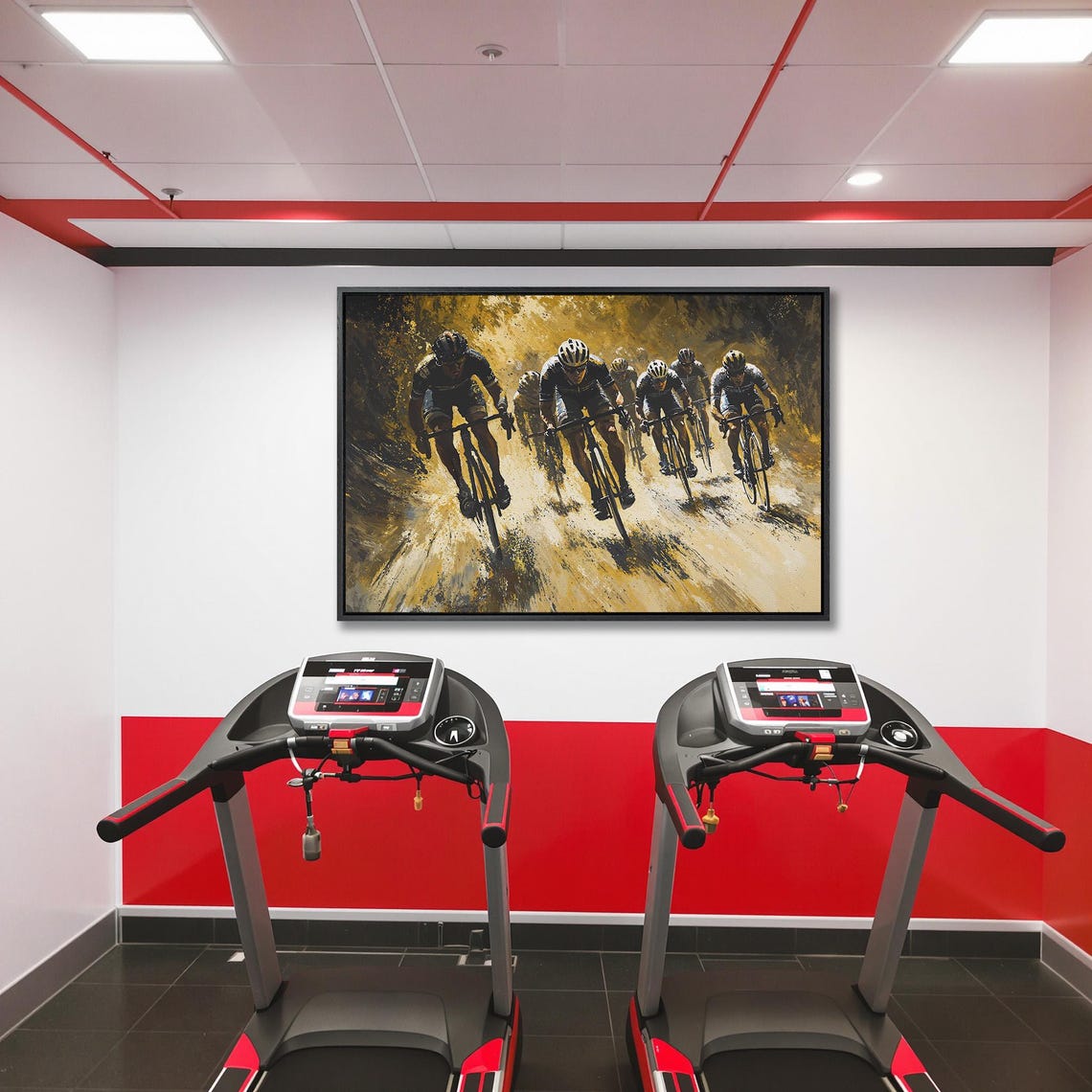 Golden Hour Cycling Race Peloton Painted in Sepia Style Poster - Image 5
