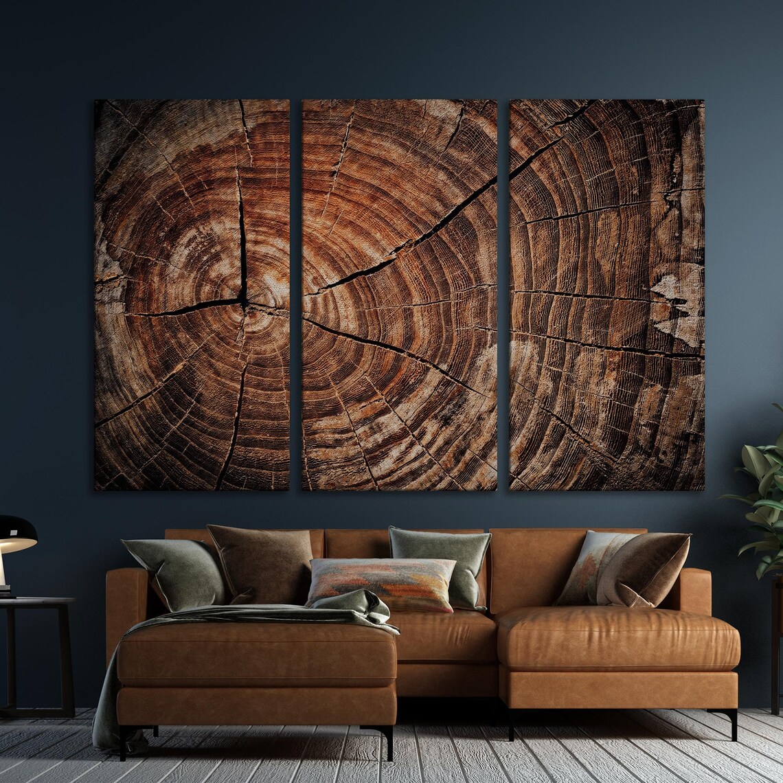 Old Oak Stump Cross Section Art Print, Rustic Tree Rings - Image 5