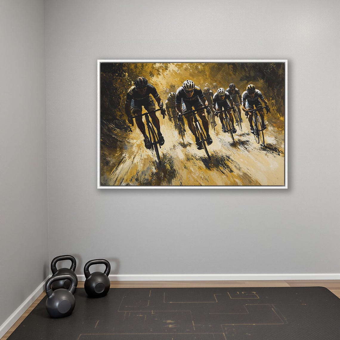 Golden Hour Cycling Race Peloton Painted in Sepia Style Poster - Image 4