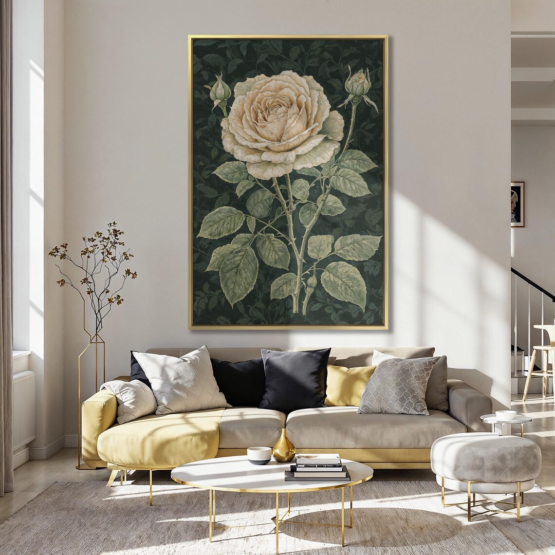 Vintage White Rose Botanical Wall Art Poster Print - Image 5